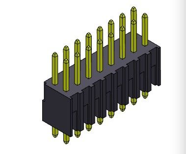 کانکتور پین هدر 2.54 میلی متری دو ردیفه DIP TYPE 2*2PIN به 2*40PIN H=7.40MM
