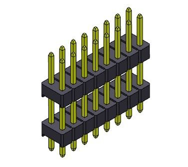 پین هدر 1000MΩ 2.54mm Dual Row DIP TYPE 2*2PIN to 2*40PIN H=2.54MM