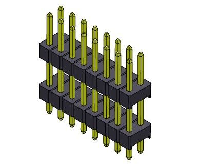 پین هدر 1000MΩ 2.54mm Dual Row DIP TYPE 2*2PIN to 2*40PIN H=2.54MM