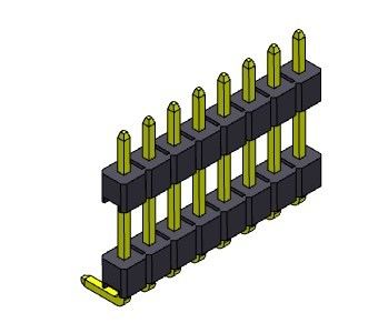 کانکتور هدر پین 2.54 میلی متری دو ردیفه R/A TYPE 1*2PIN به 1*40PIN H=2.54MM