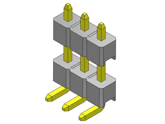 کانکتور هدر پین 2.54 میلی متری دو ردیفه R/A TYPE 1*2PIN به 1*40PIN H=2.54MM