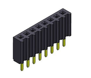 کانکتور هدر زن 2.54 میلی متری تک ردیف شیب نوع 1*2 پین به 1*40 پین H=8.50 میلی متر