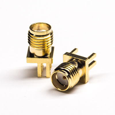 کانکتور کواکسیال SMA RF آبکاری طلایی 50Ω کانکتور کواکسیال PCB نوع شیب