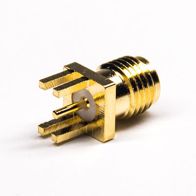 کانکتور کواکسیال SMA RF آبکاری طلایی 50Ω کانکتور کواکسیال PCB نوع شیب