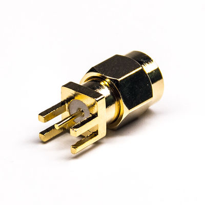 اتصال کامل برنجی کواکسیال RF اتصال نر SMA برای PCB عمودی 180 درجه